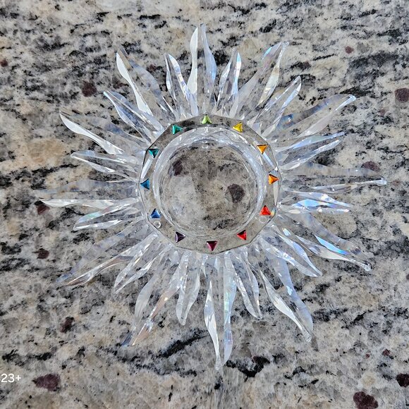 RARE VINTAGE SWAROVSKI CRYSTAL SOLARIS SUN STAR TAPER CANDLEHOLDER ORIGINAL BOX - Picture 8 of 16